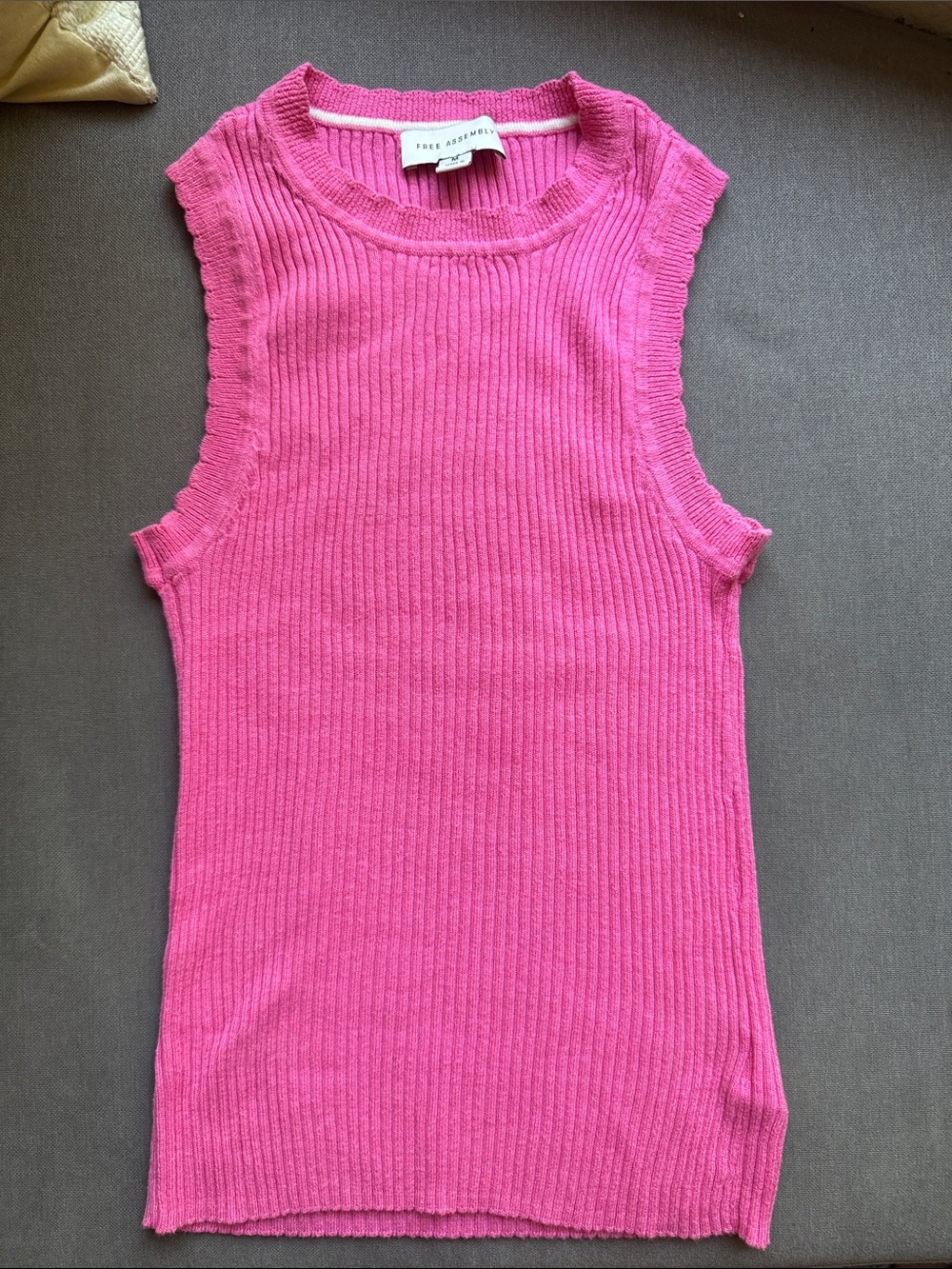 Free Assembly Pink Ribbed Sleeveless Tank Top